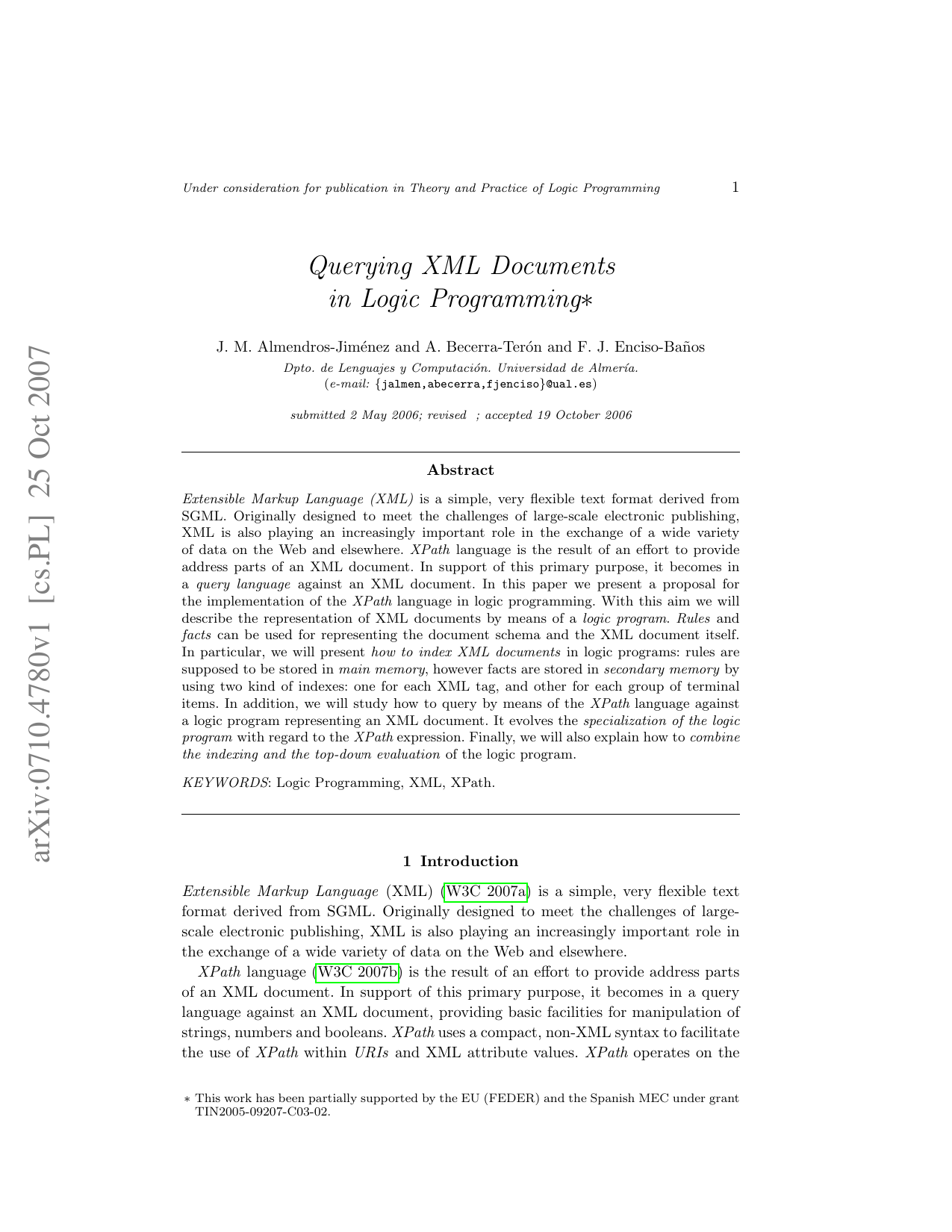 Querying XML Documents in Logic Programming