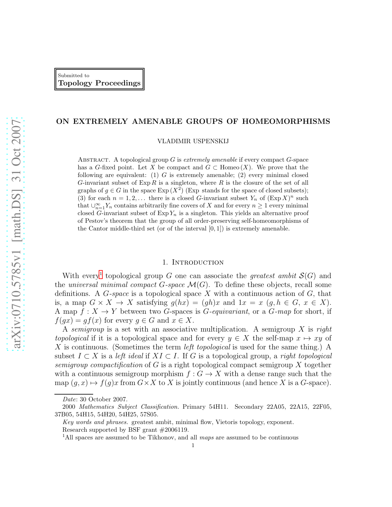 On extremely amenable groups of homeomorphisms