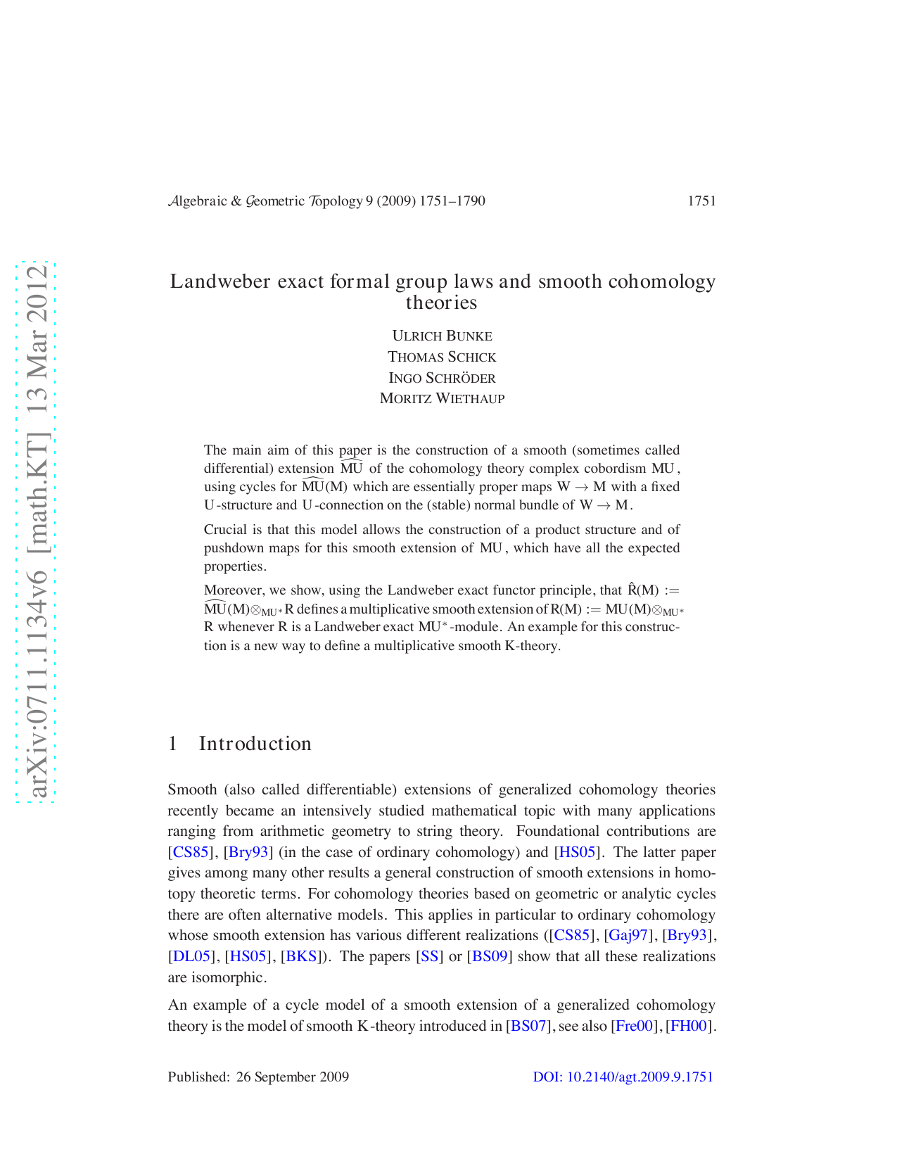 Landweber exact formal group laws and smooth cohomology theories