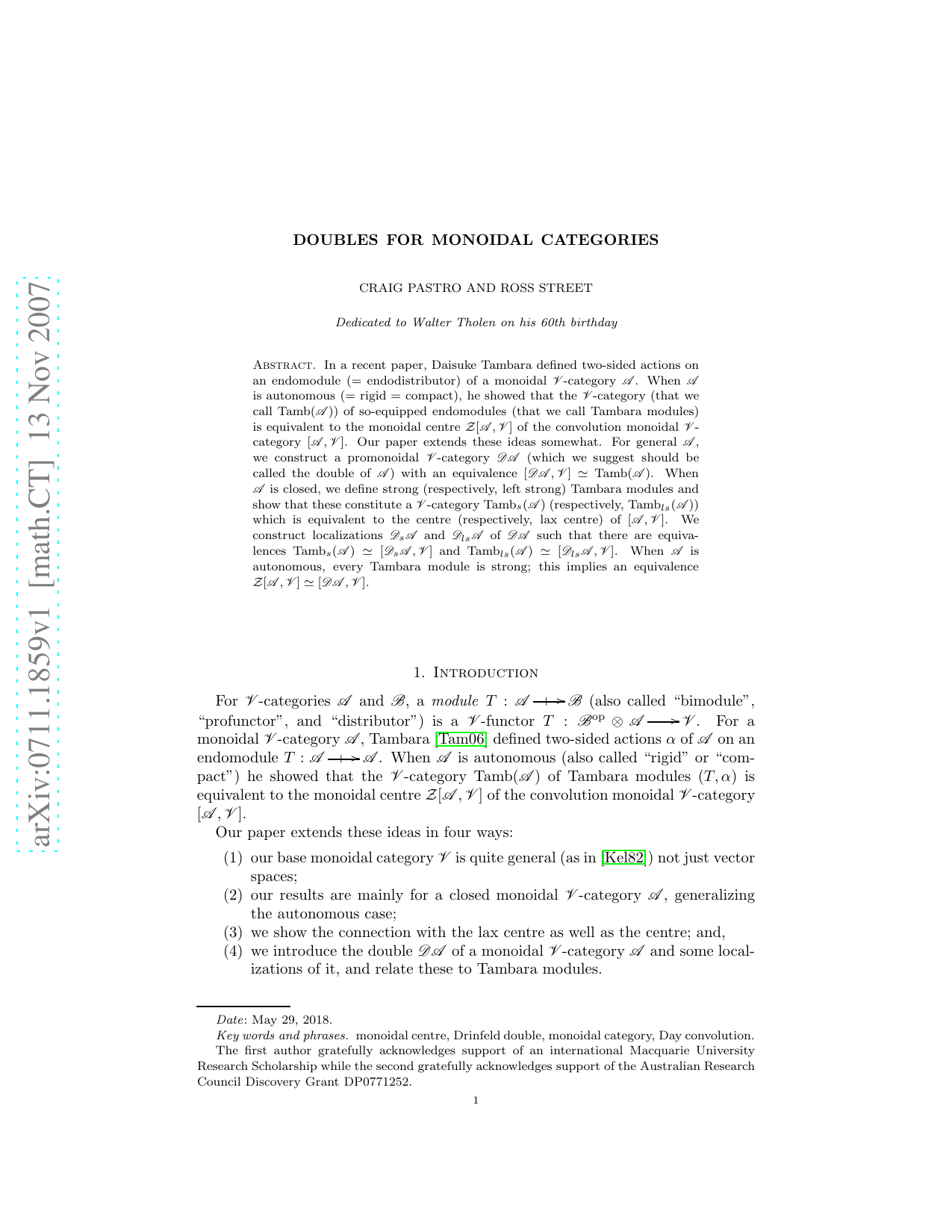 Doubles for monoidal categories
