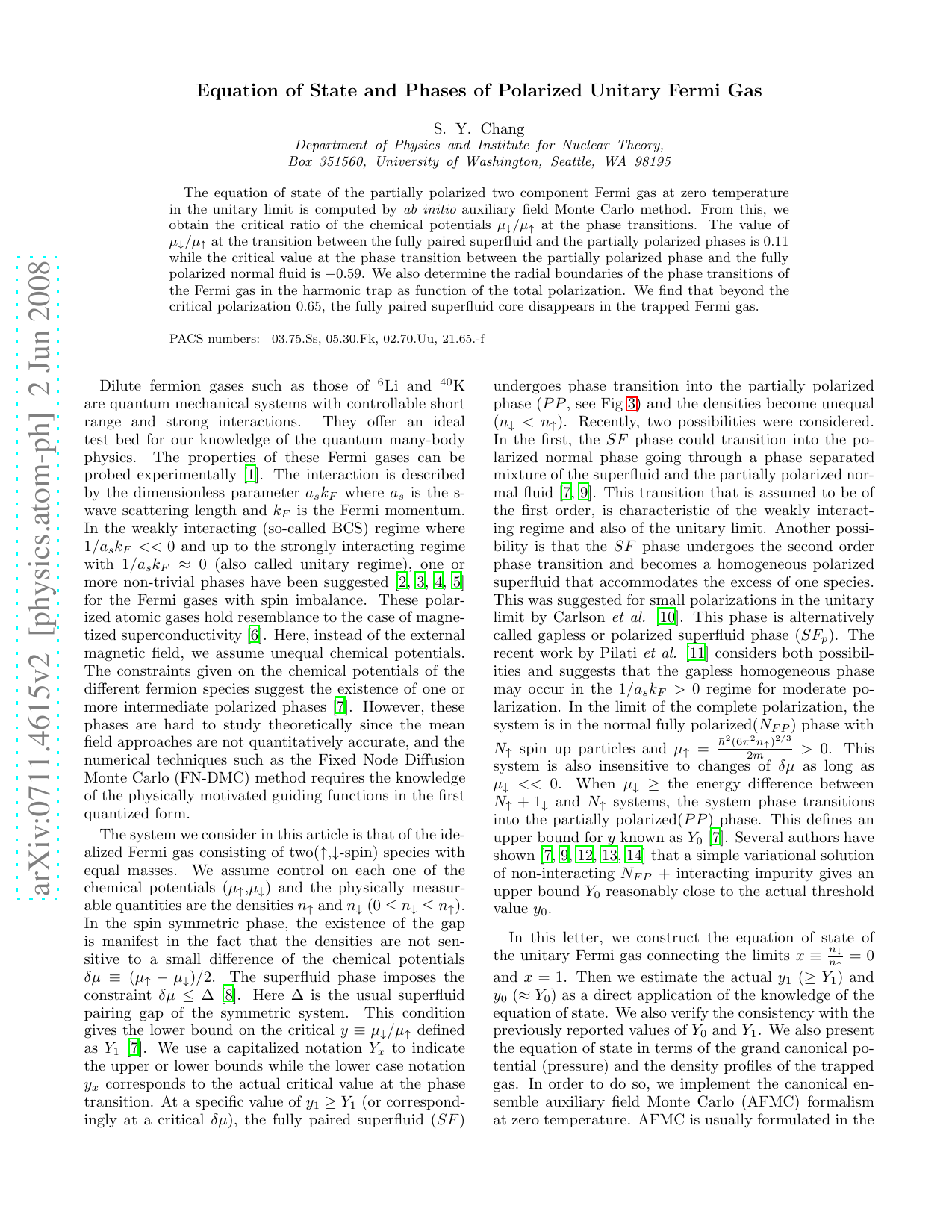 Equation of State and Phases of Polarized Unitary Fermi Gas