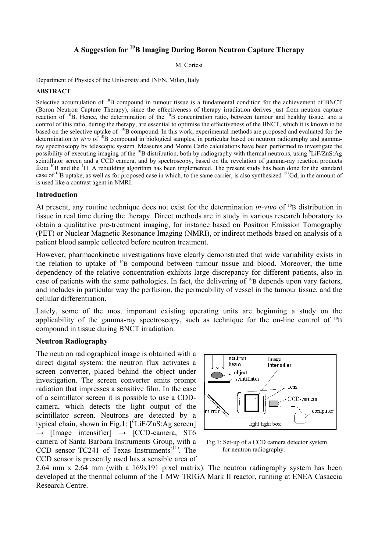 A suggestion for B-10 imaging during boron neutron capture therapy
