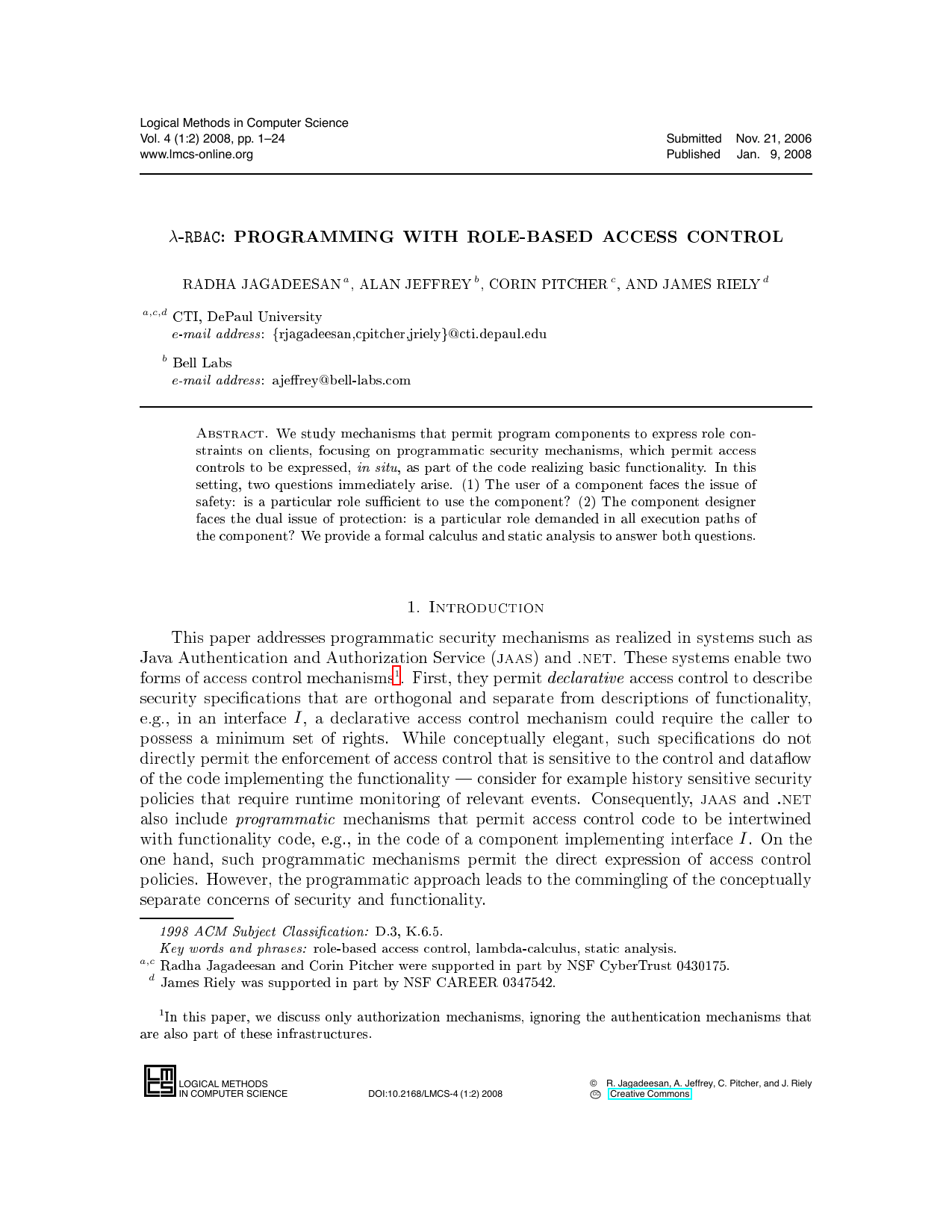 Lambda-RBAC: Programming with Role-Based Access Control