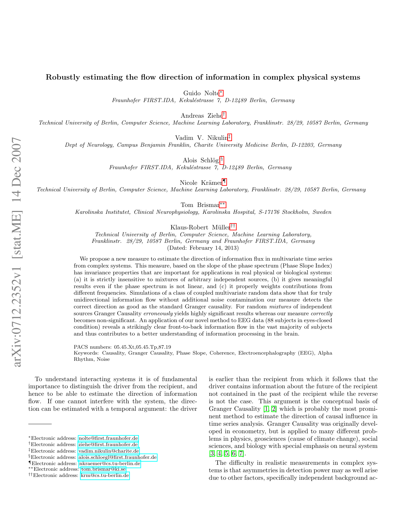 Robustly estimating the flow direction of information in complex physical systems