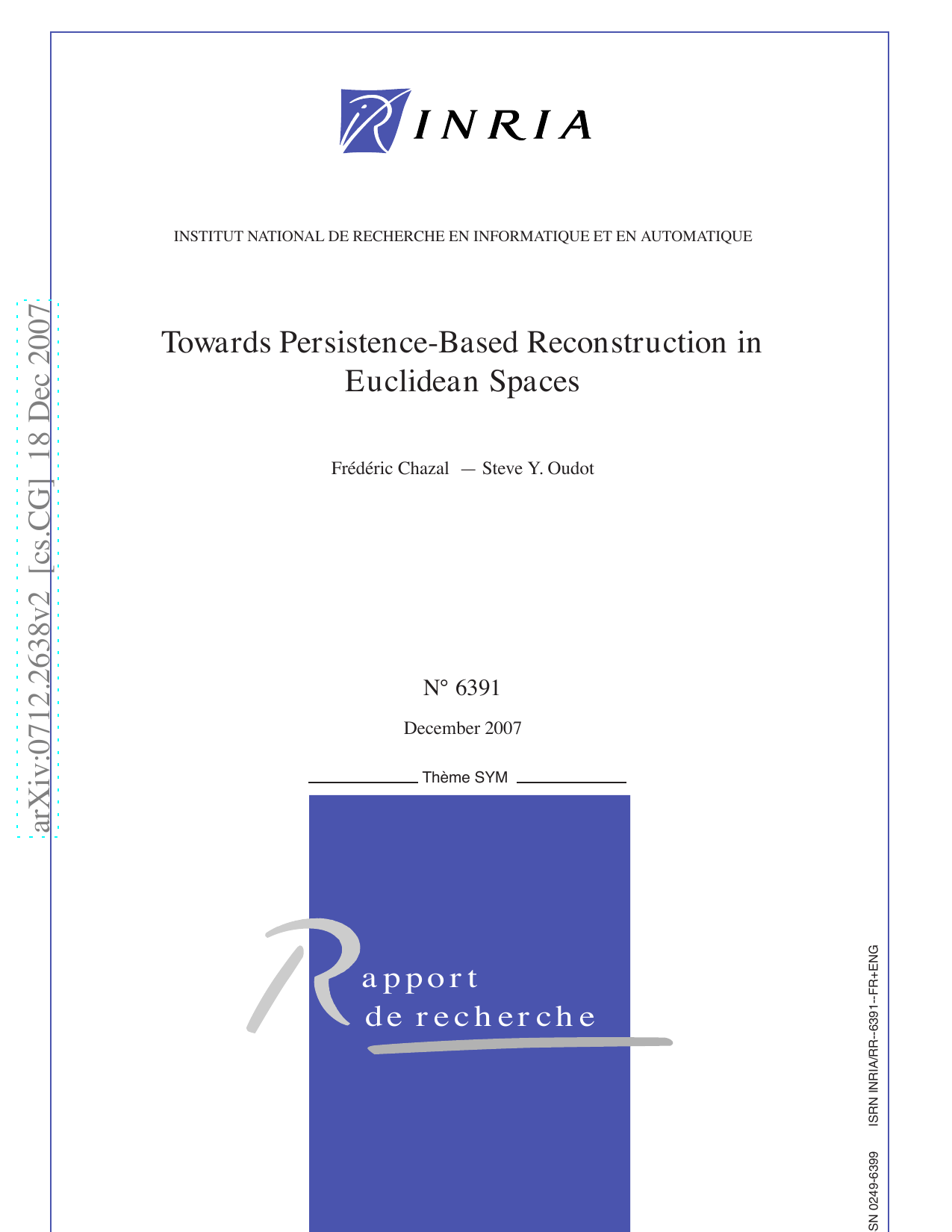 Towards Persistence-Based Reconstruction in Euclidean Spaces