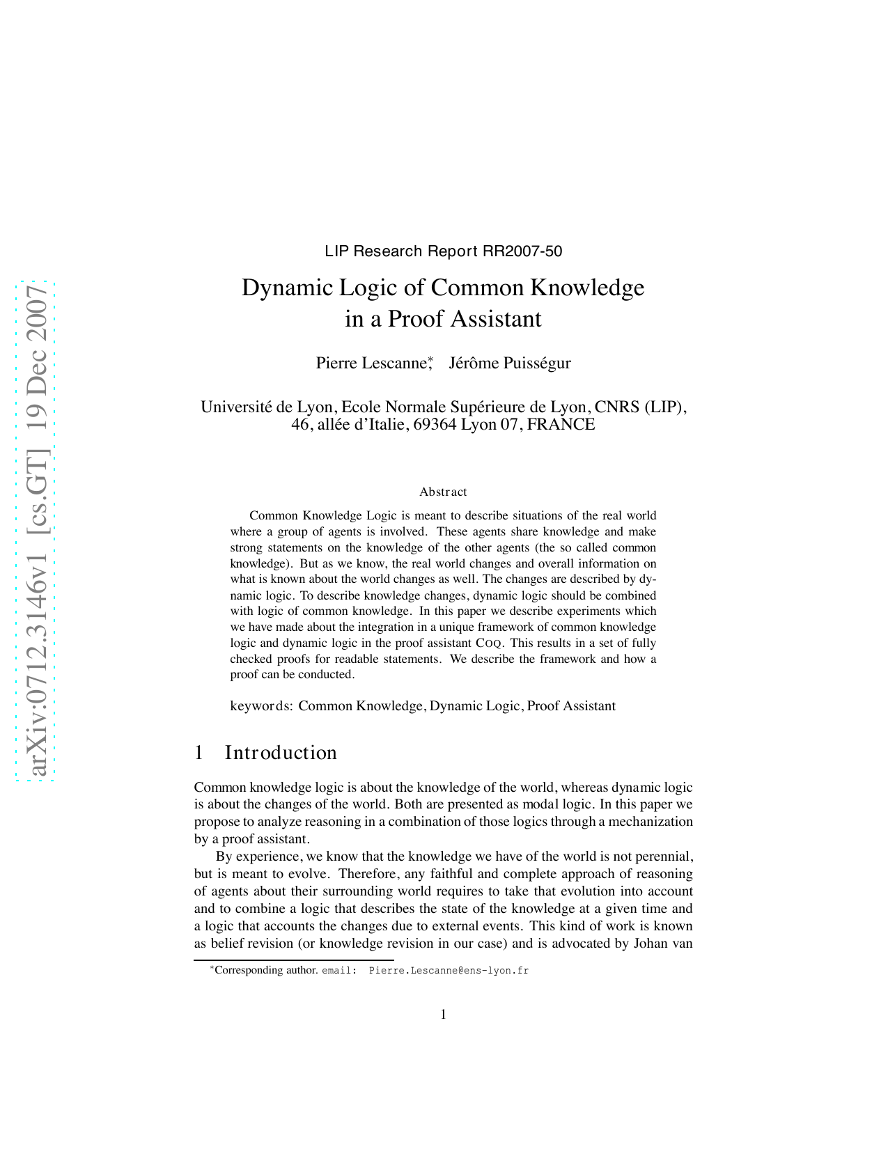 Dynamic Logic of Common Knowledge in a Proof Assistant