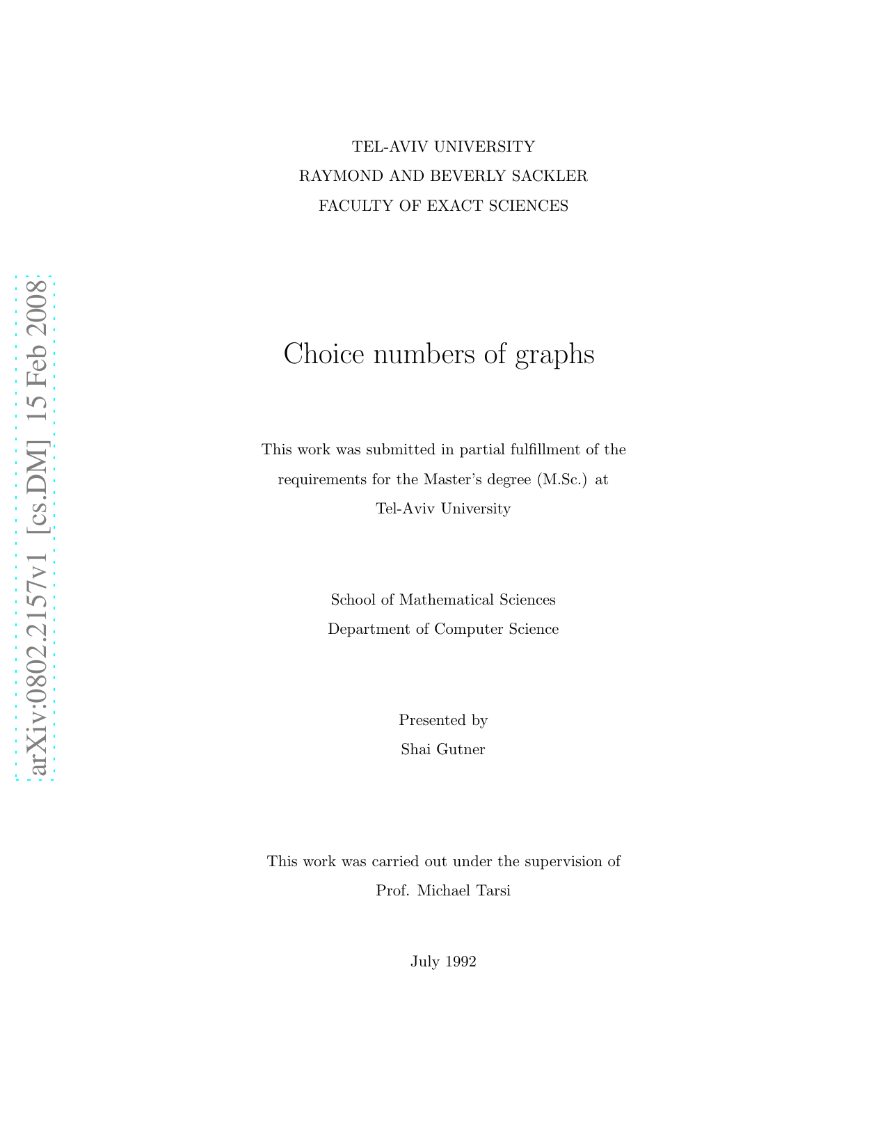 Choice numbers of graphs