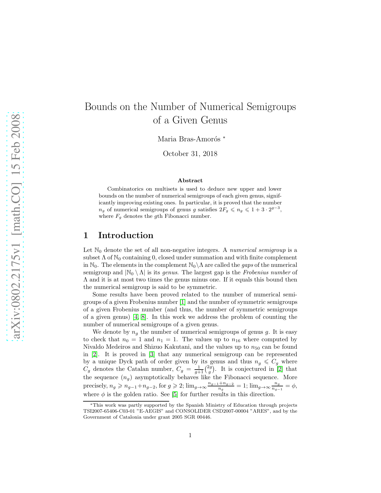 Bounds on the Number of Numerical Semigroups of a Given Genus