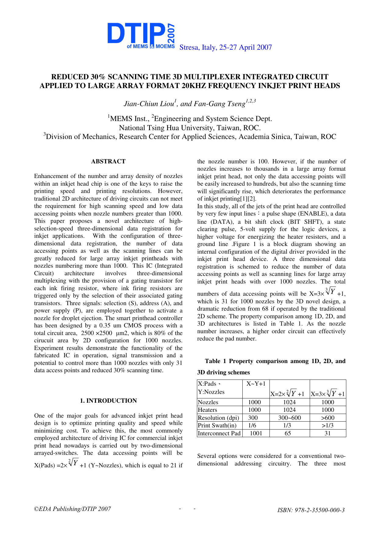 Reduced 30% scanning time 3D multiplexer integrated circuit applied to   large array format 20KHZ frequency inkjet print heads