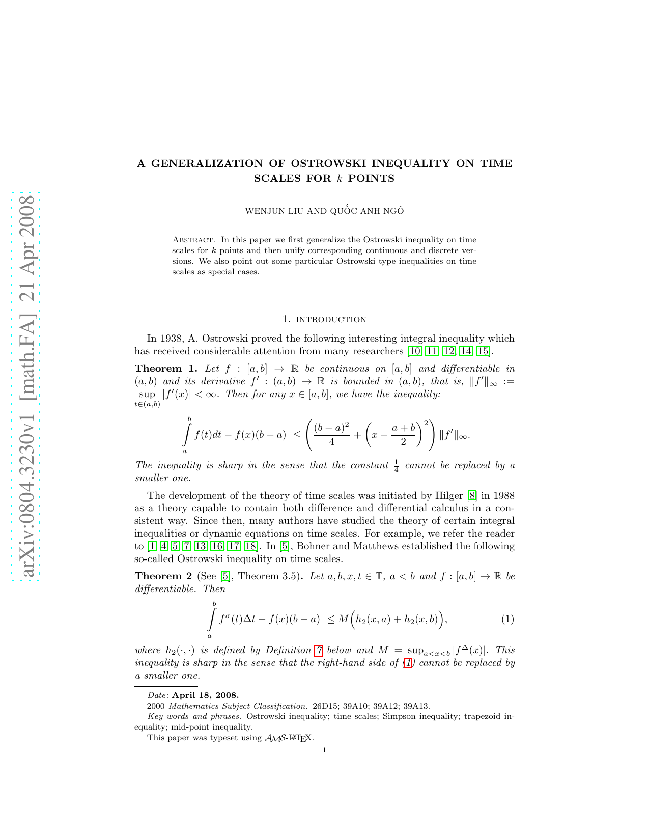 A generalization of Ostrowski inequality on time scales for k points
