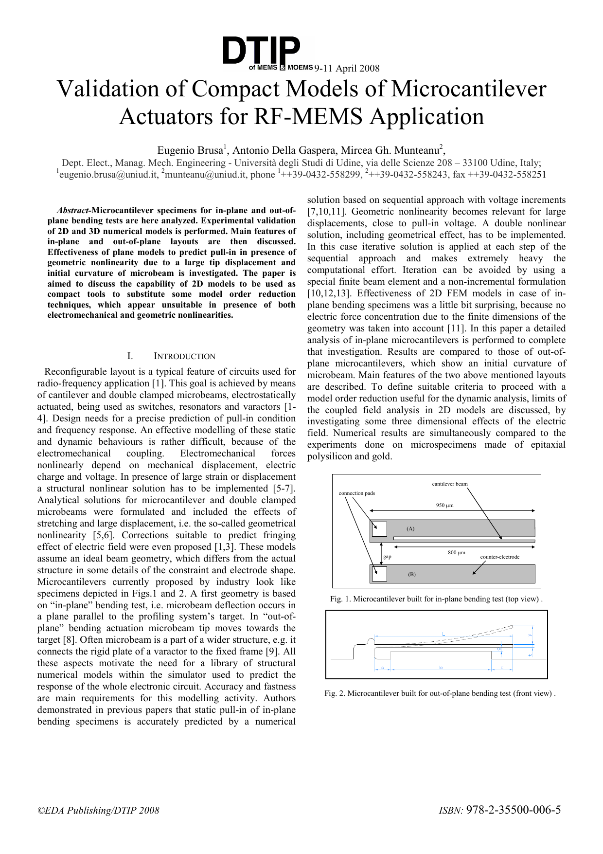 Validation of compact models of microcantilever actuators for RF-MEMS   application
