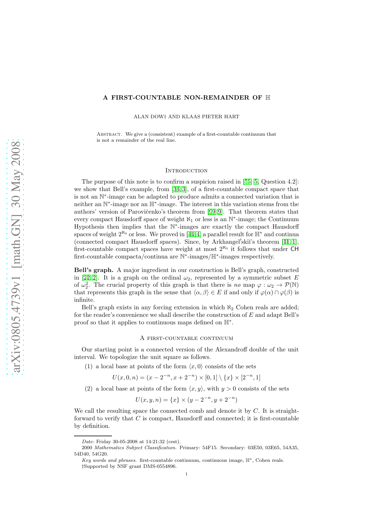 A first-countable non-remainder of H