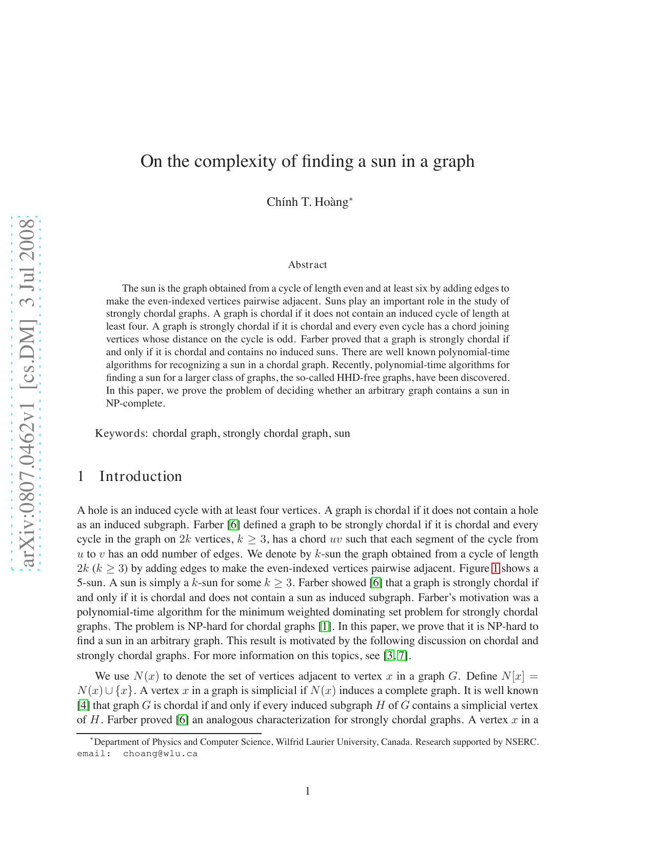 On the complexity of finding a sun in a graph