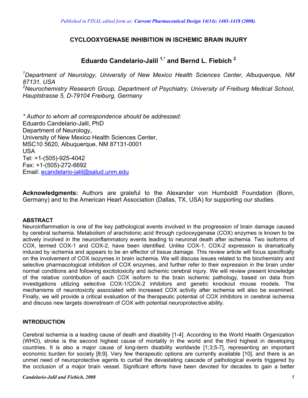 Cyclooxygenase inhibition in ischemic brain injury