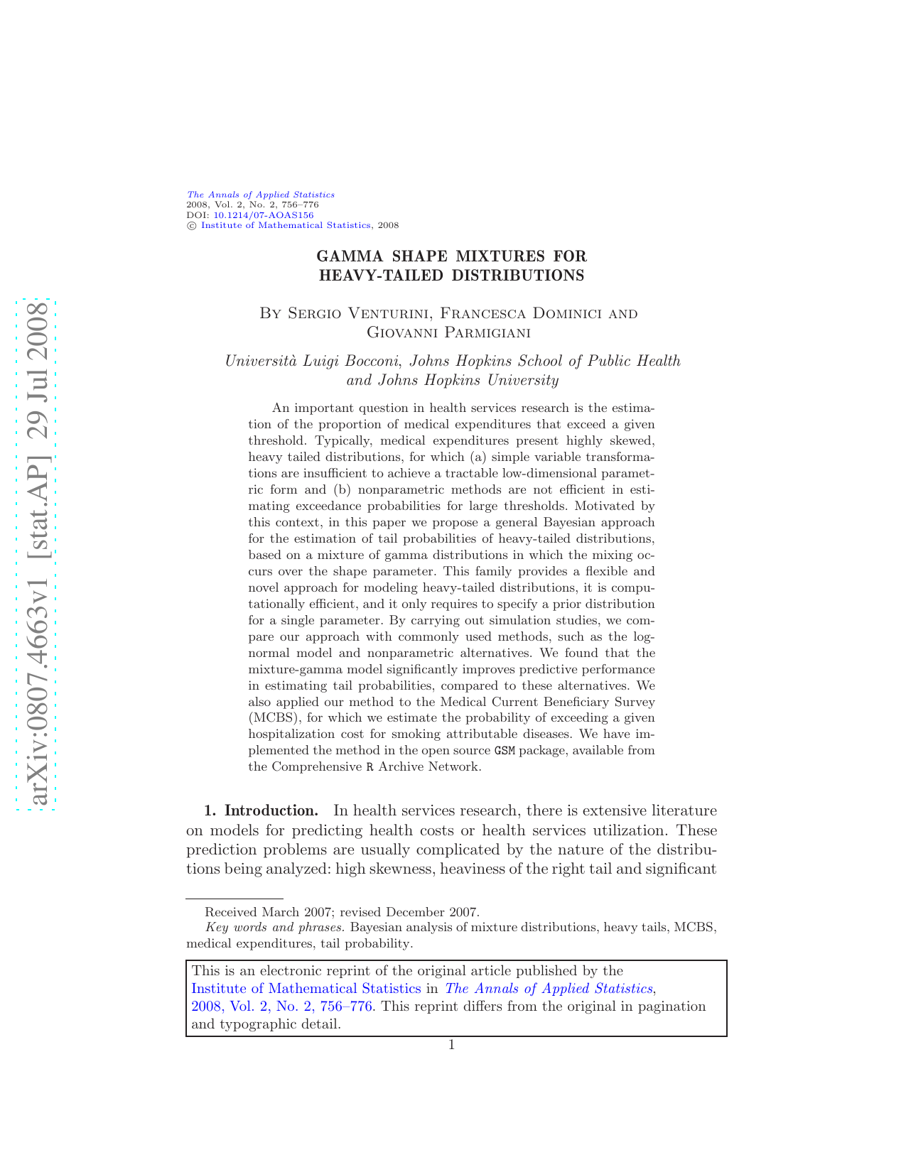 Gamma shape mixtures for heavy-tailed distributions