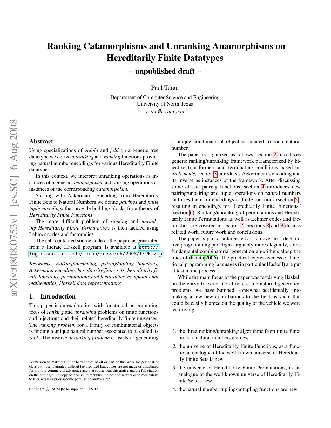 Ranking Catamorphisms and Unranking Anamorphisms on Hereditarily Finite Datatypes