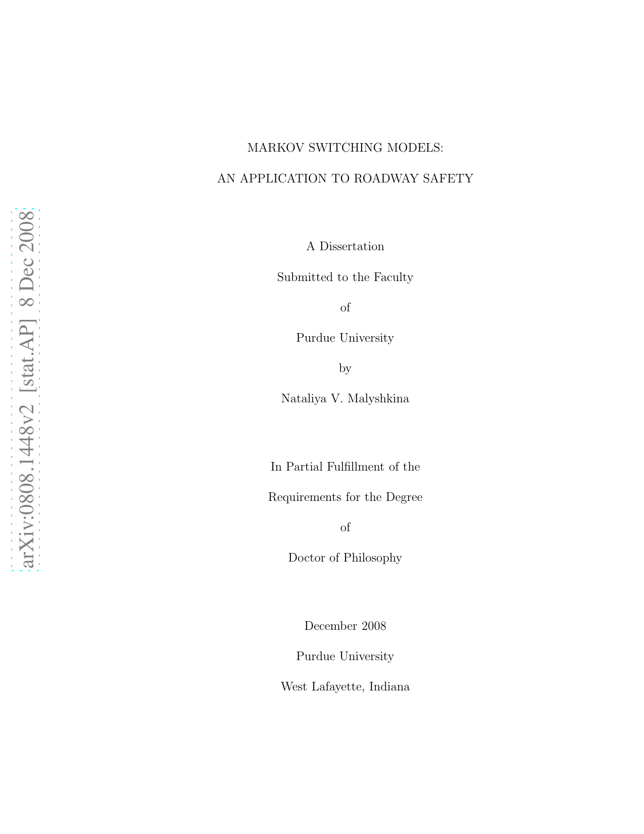 Markov switching models: an application to roadway safety