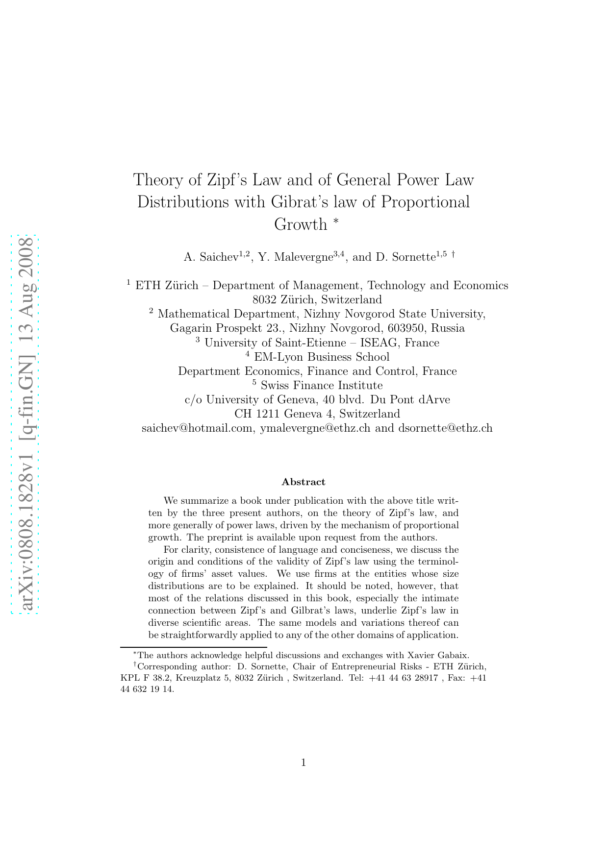 Theory of Zipfs Law and of General Power Law Distributions with   Gibrats law of Proportional Growth