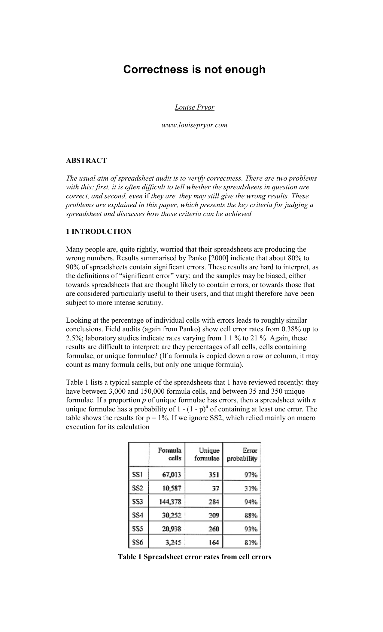 Correctness is not enough