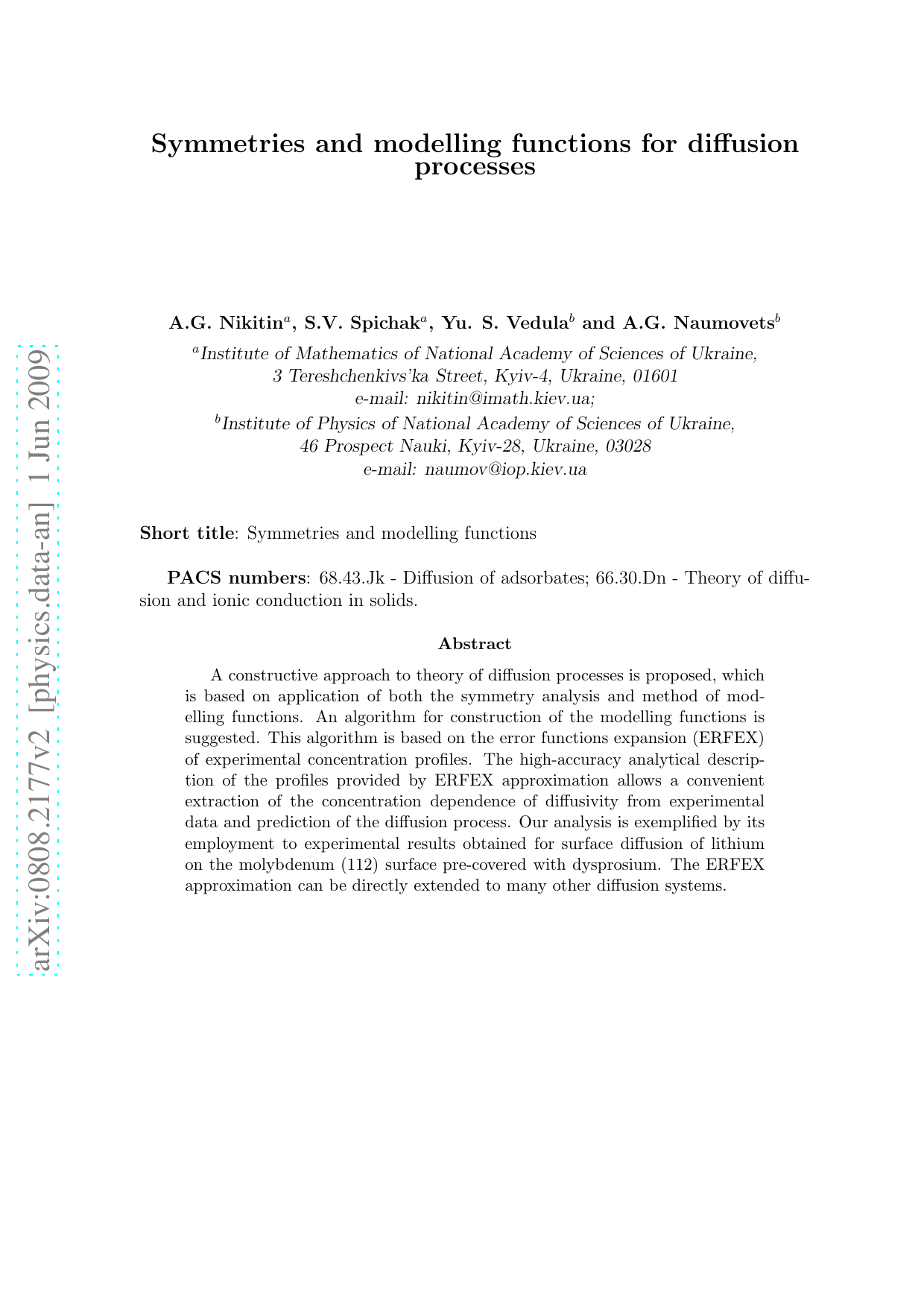 Symmetries and modelling functions for diffusion processes