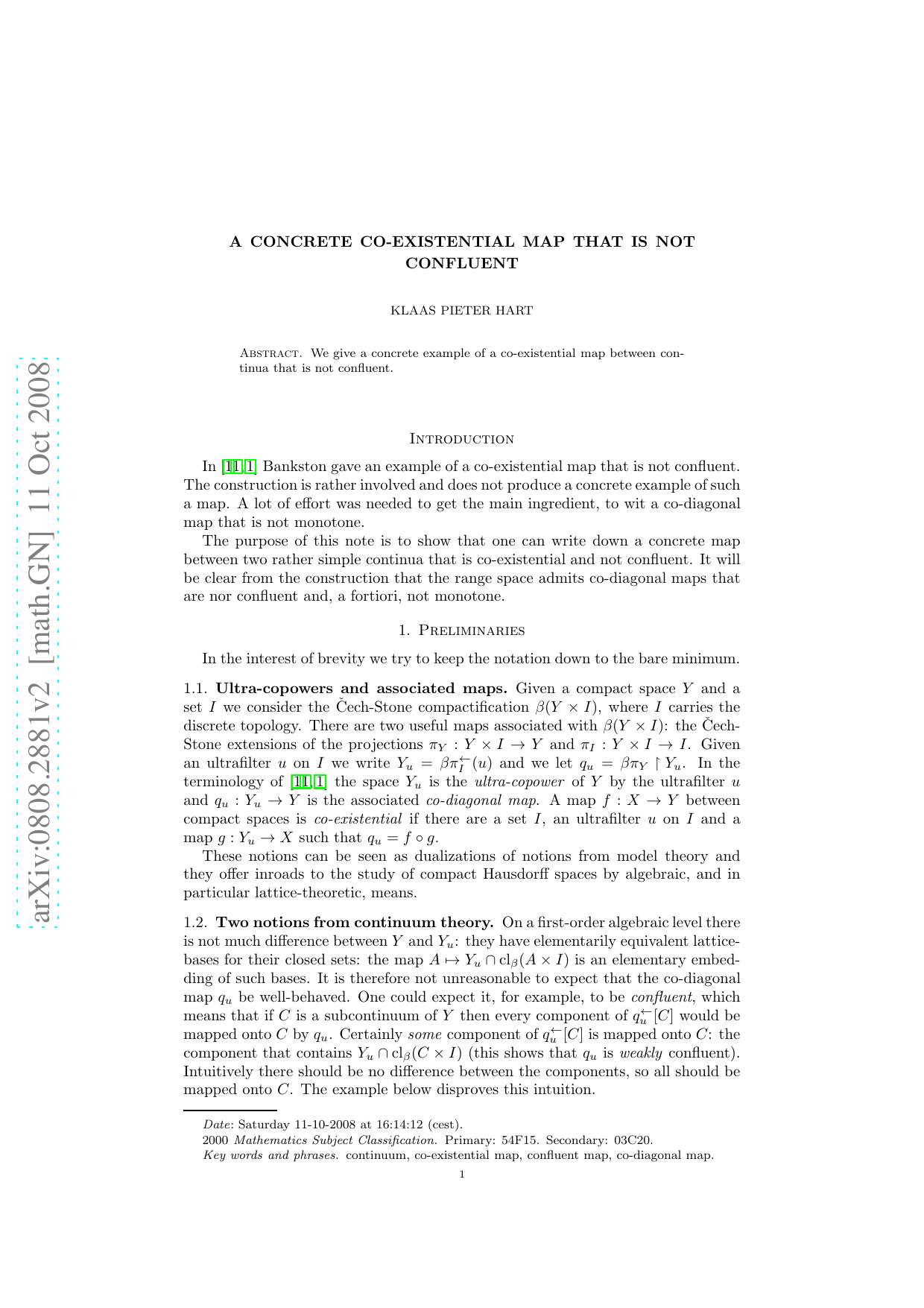 A concrete co-existential map that is not confluent