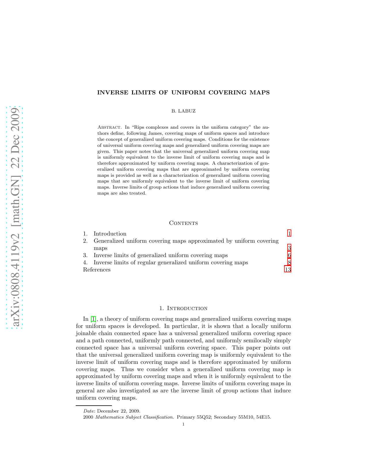 Inverse Limits of Uniform Covering Maps