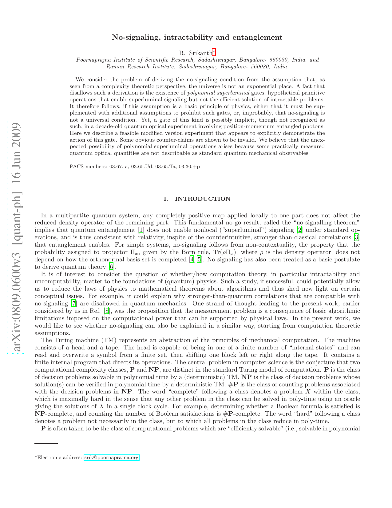 No-signaling, intractability and entanglement