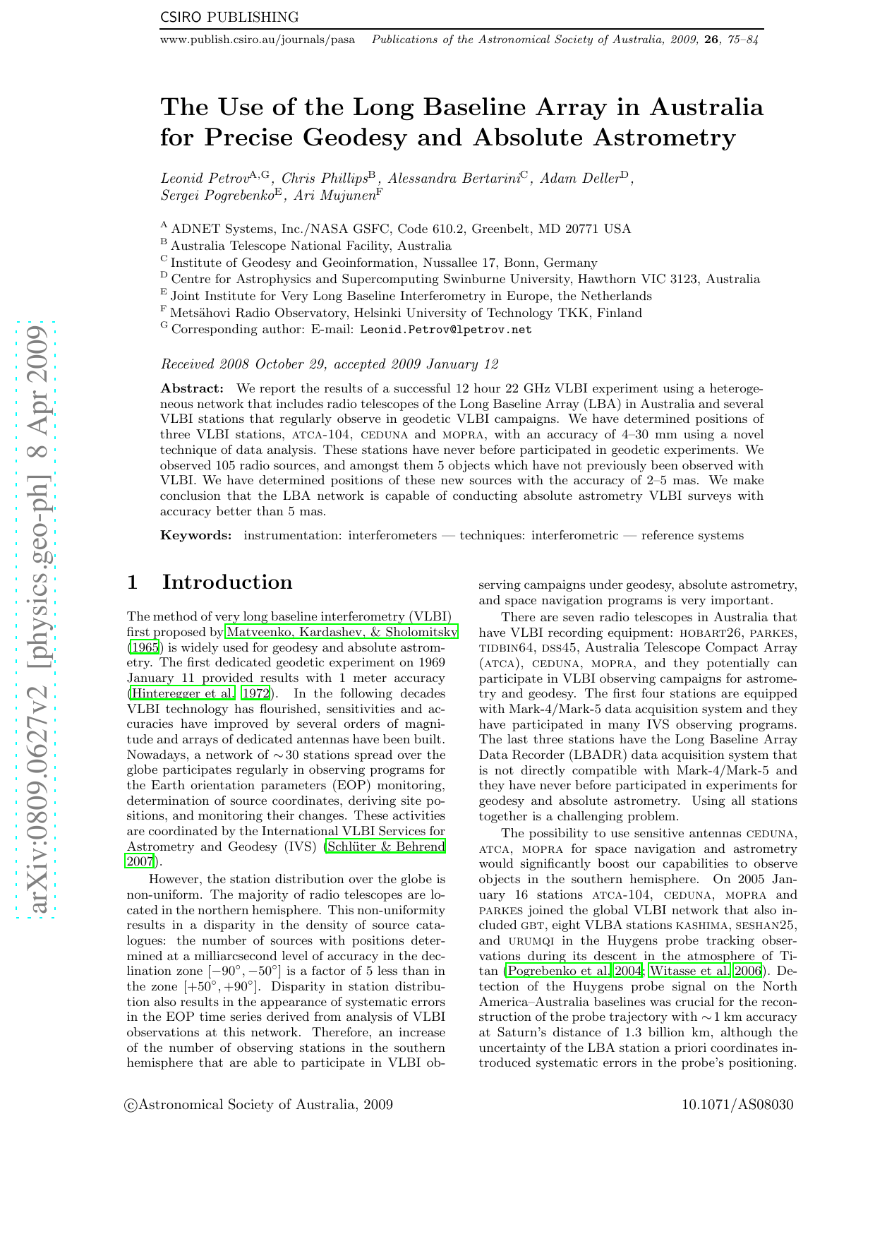 The use of the Long Baseline Array in Australia for precise geodesy and   absolute astrometry