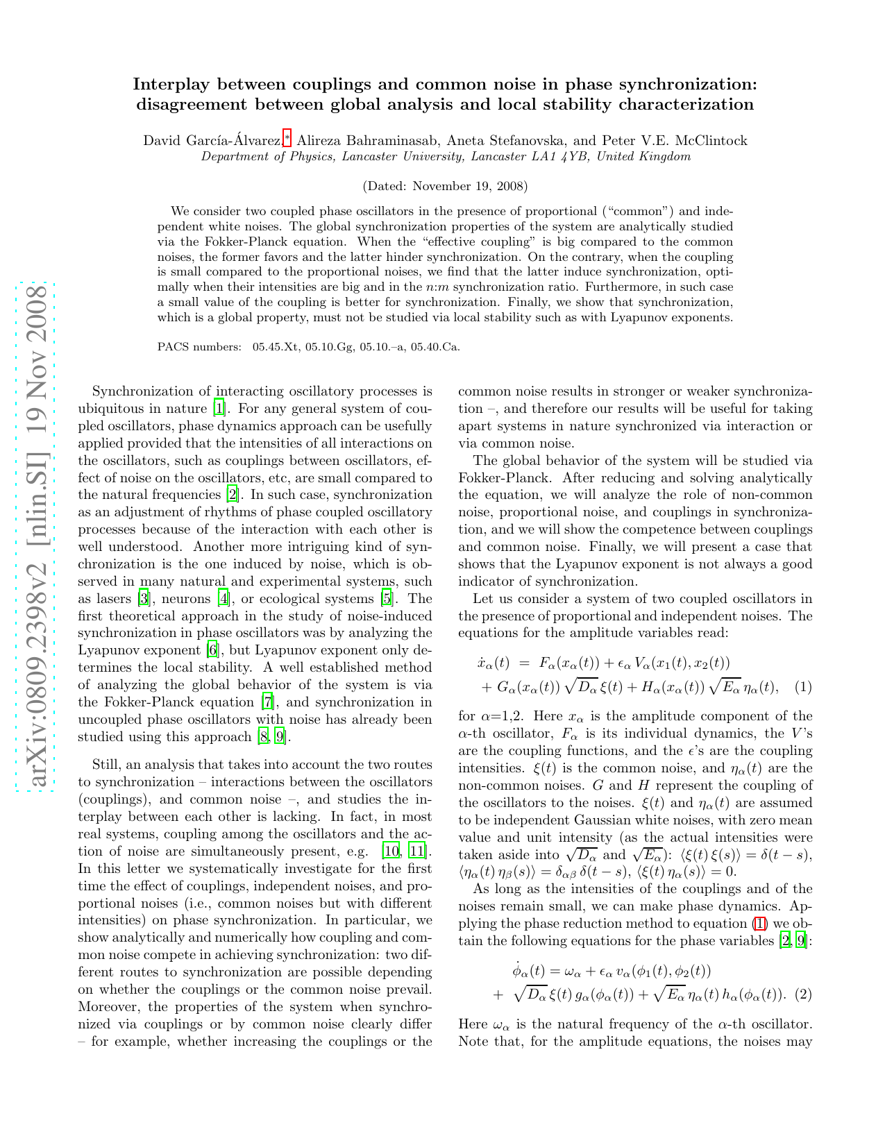 Interplay between couplings and common noise in phase synchronization: disagreement between global analysis and local stability characterization