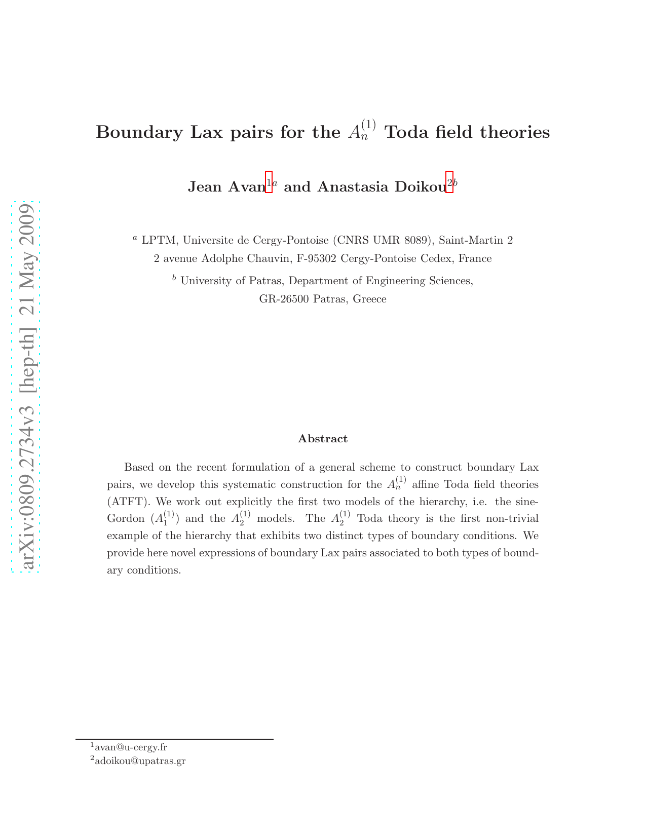 Boundary Lax pairs for the $A_{n}^{(1)}$ Toda field theories