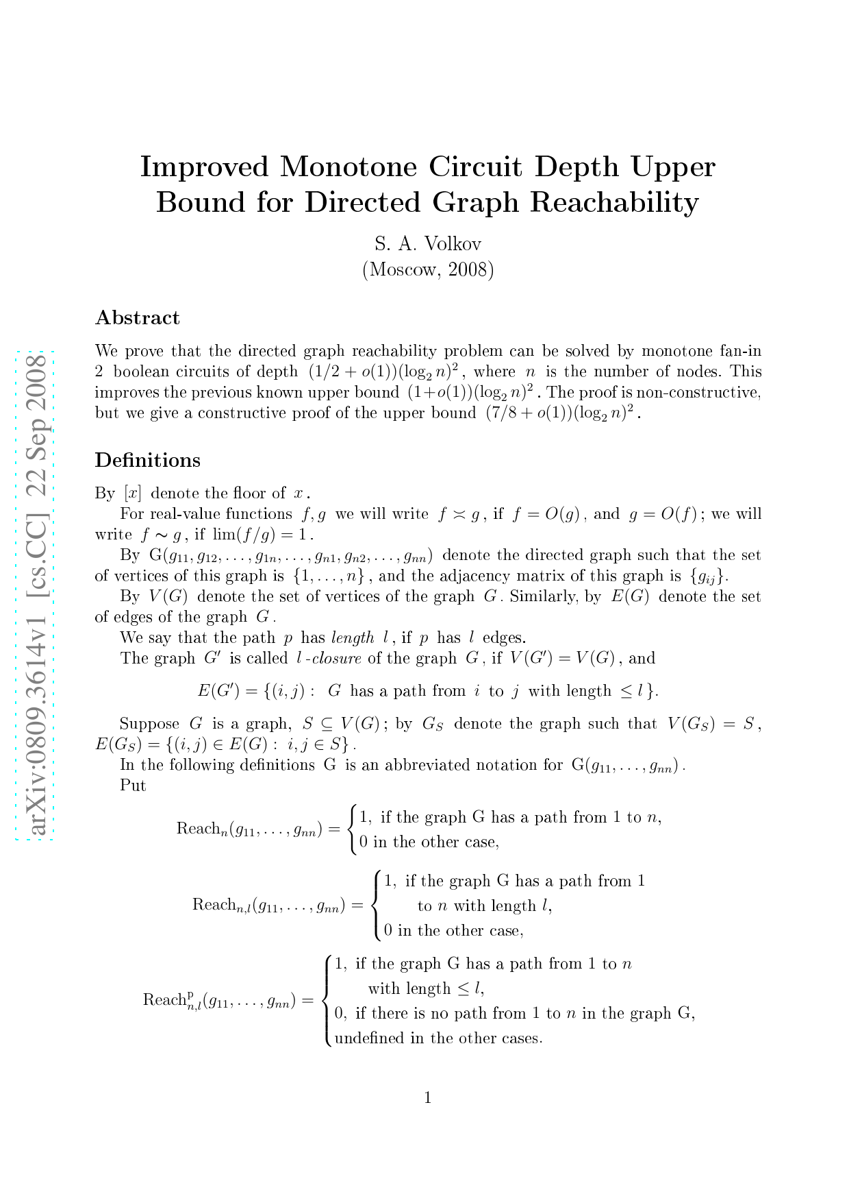 Improved Monotone Circuit Depth Upper Bound for Directed Graph   Reachability