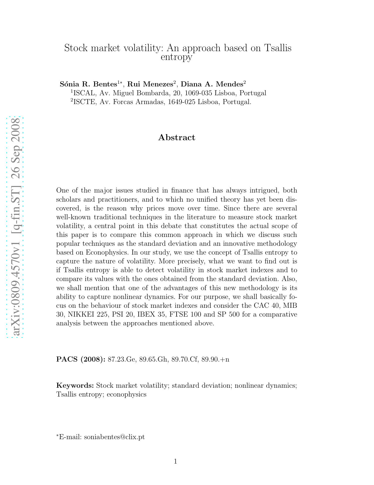 Stock market volatility: An approach based on Tsallis entropy