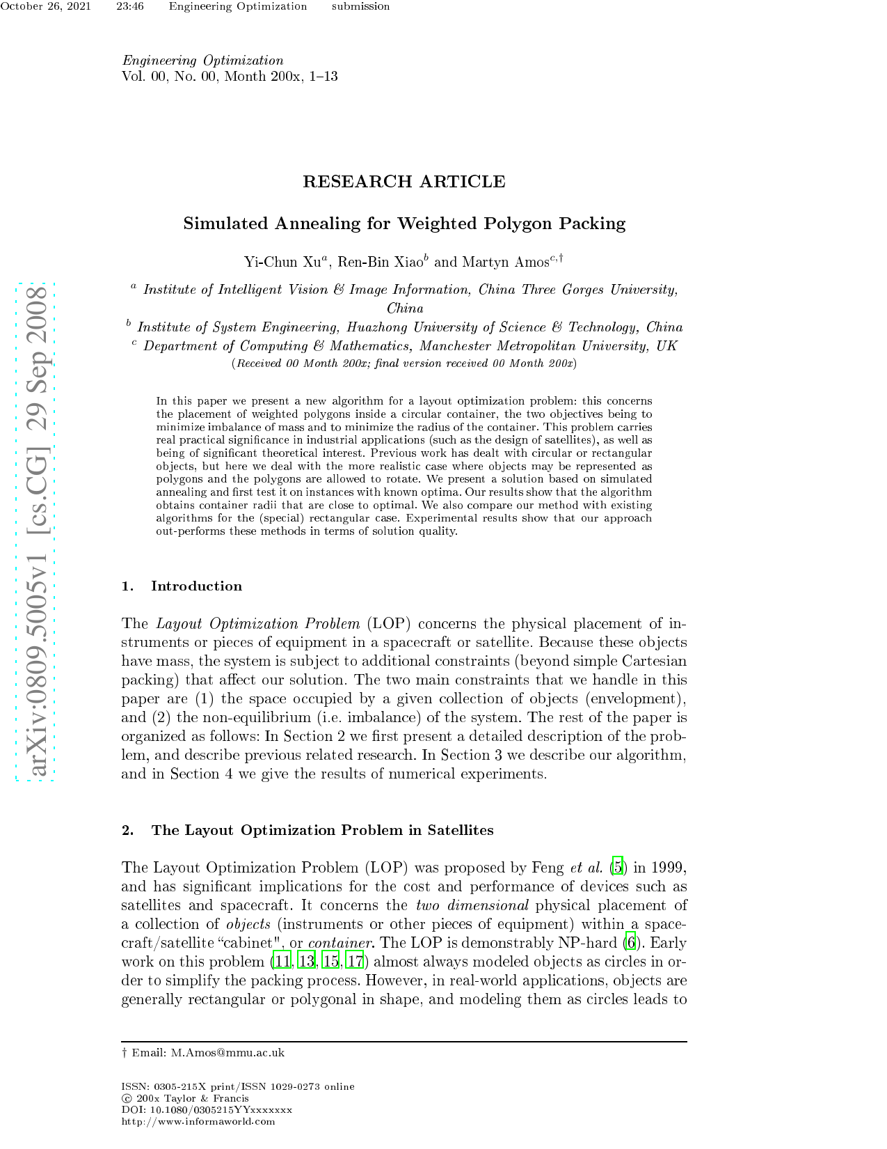 Simulated annealing for weighted polygon packing