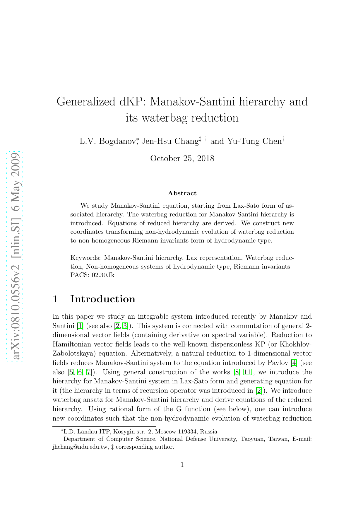 Generalized dKP: Manakov-Santini hierarchy and its waterbag reduction