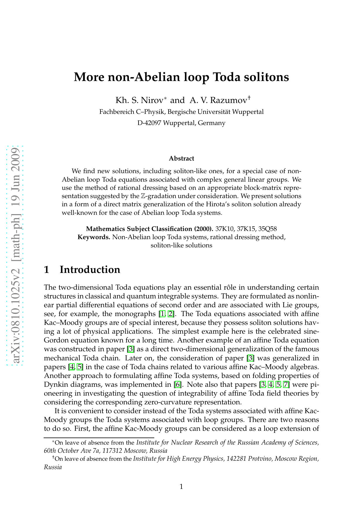More non-Abelian loop Toda solitons