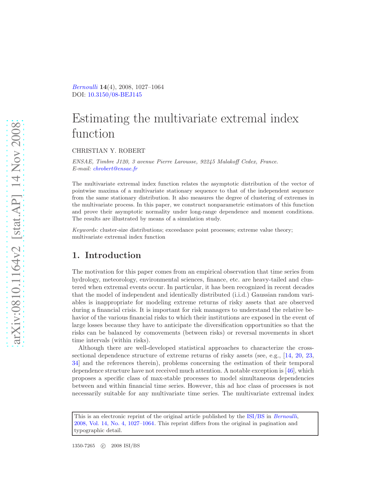Estimating the multivariate extremal index function