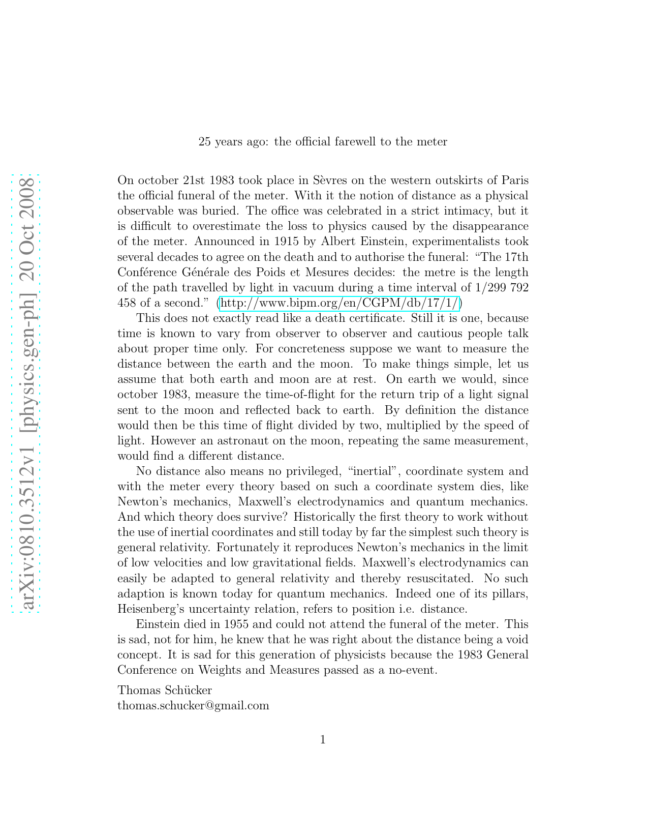 25 years ago: the official farewell to the meter