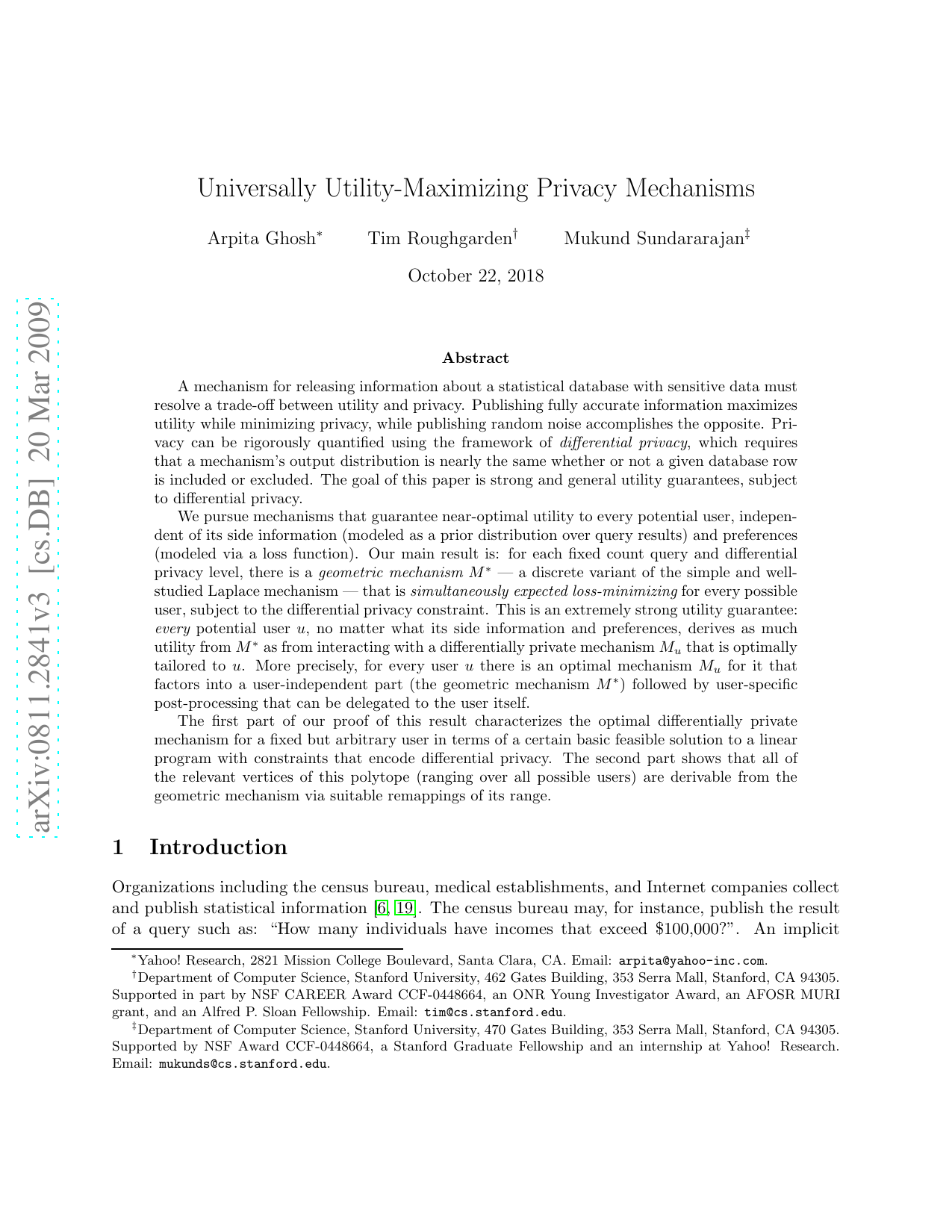 Universally Utility-Maximizing Privacy Mechanisms