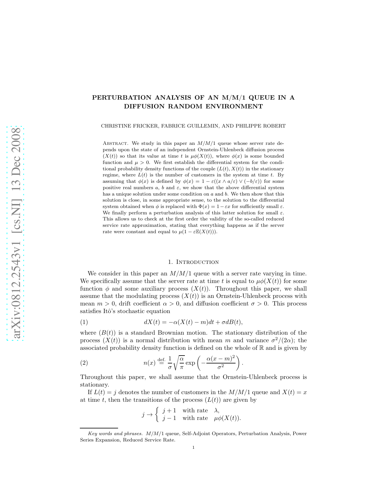 Perturbation analysis of an M/M/1 queue in a diffusion random   environment