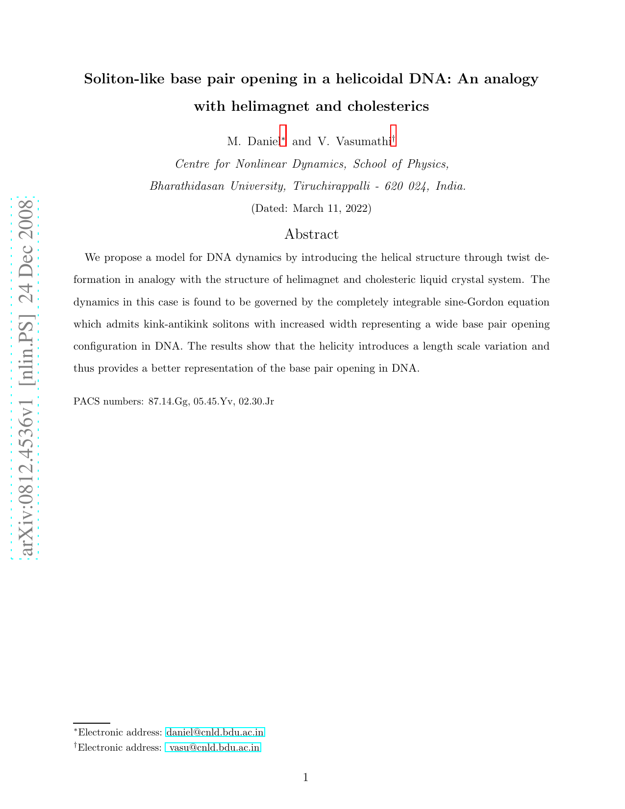 Soliton-like base pair opening in a helicoidal DNA: An analogy with   helimagnet and cholesterics