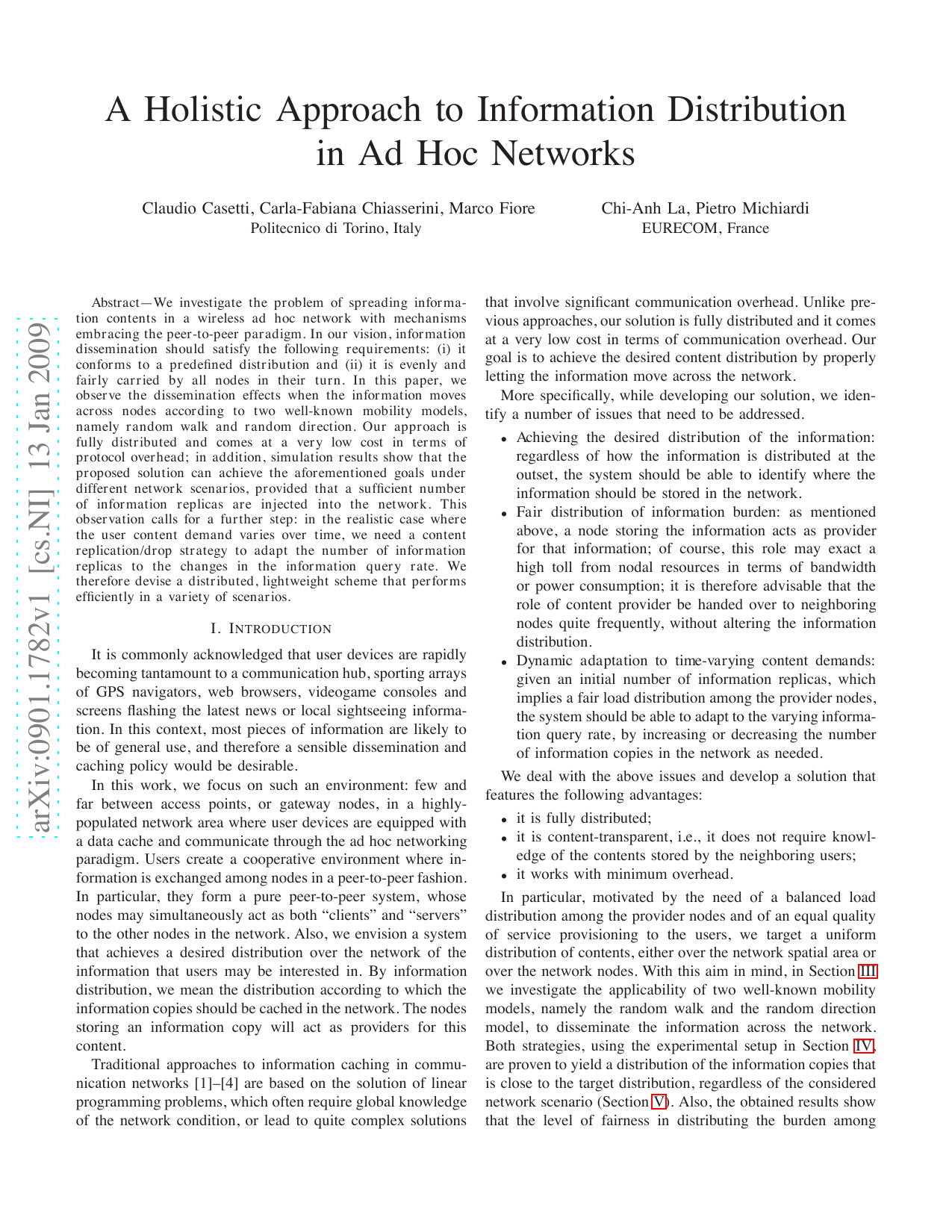 A Holistic Approach to Information Distribution in Ad Hoc Networks