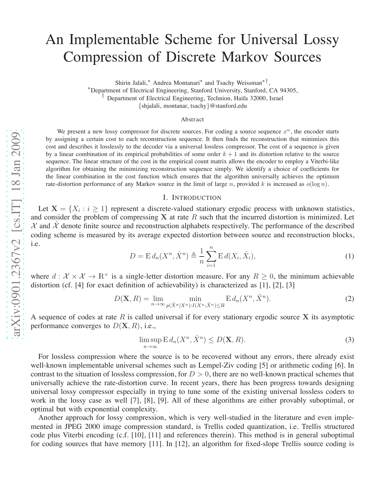 An Implementable Scheme for Universal Lossy Compression of Discrete   Markov Sources