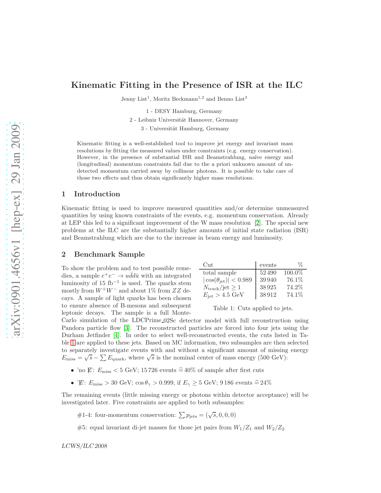 Kinematic Fitting in the Presence of ISR at the ILC