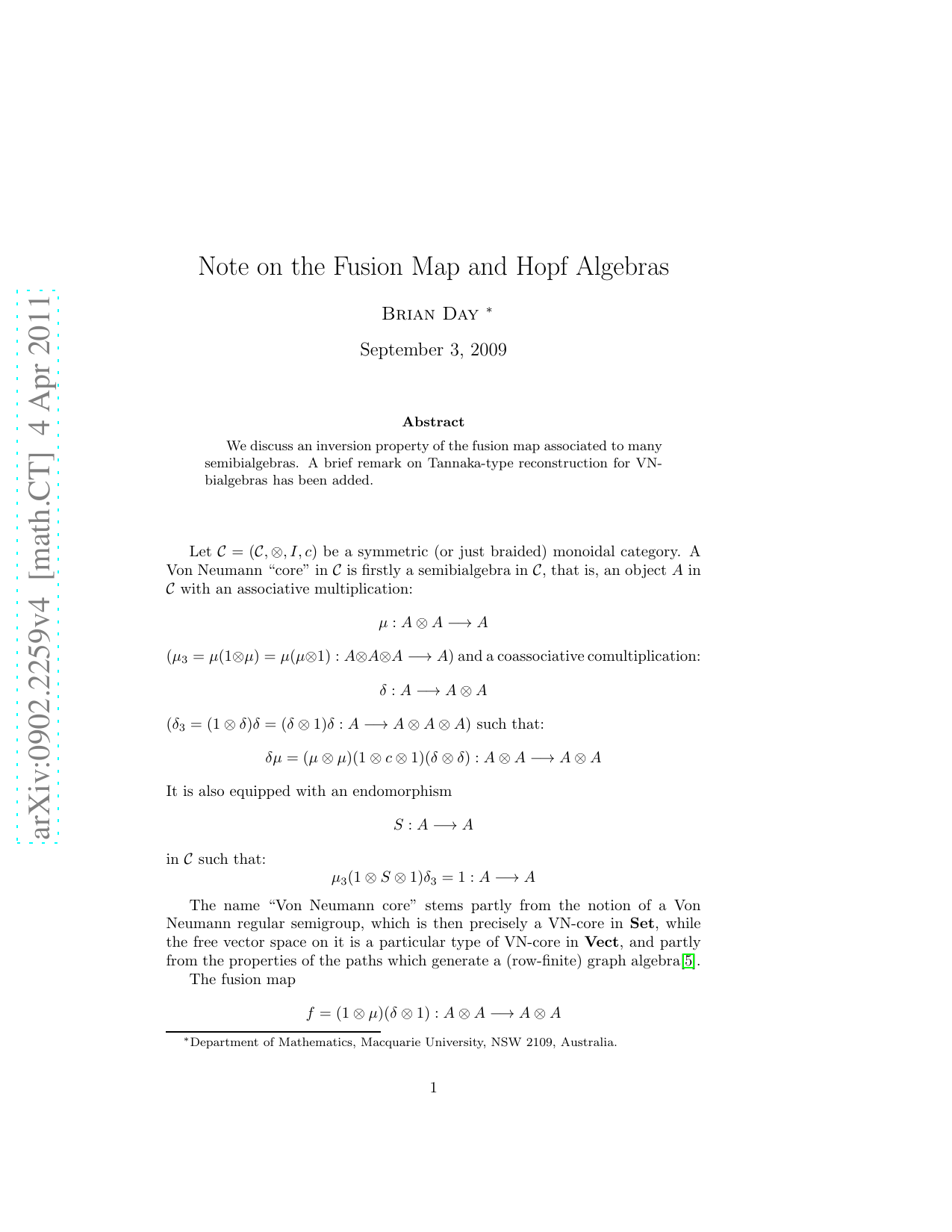 Note on the Fusion Map