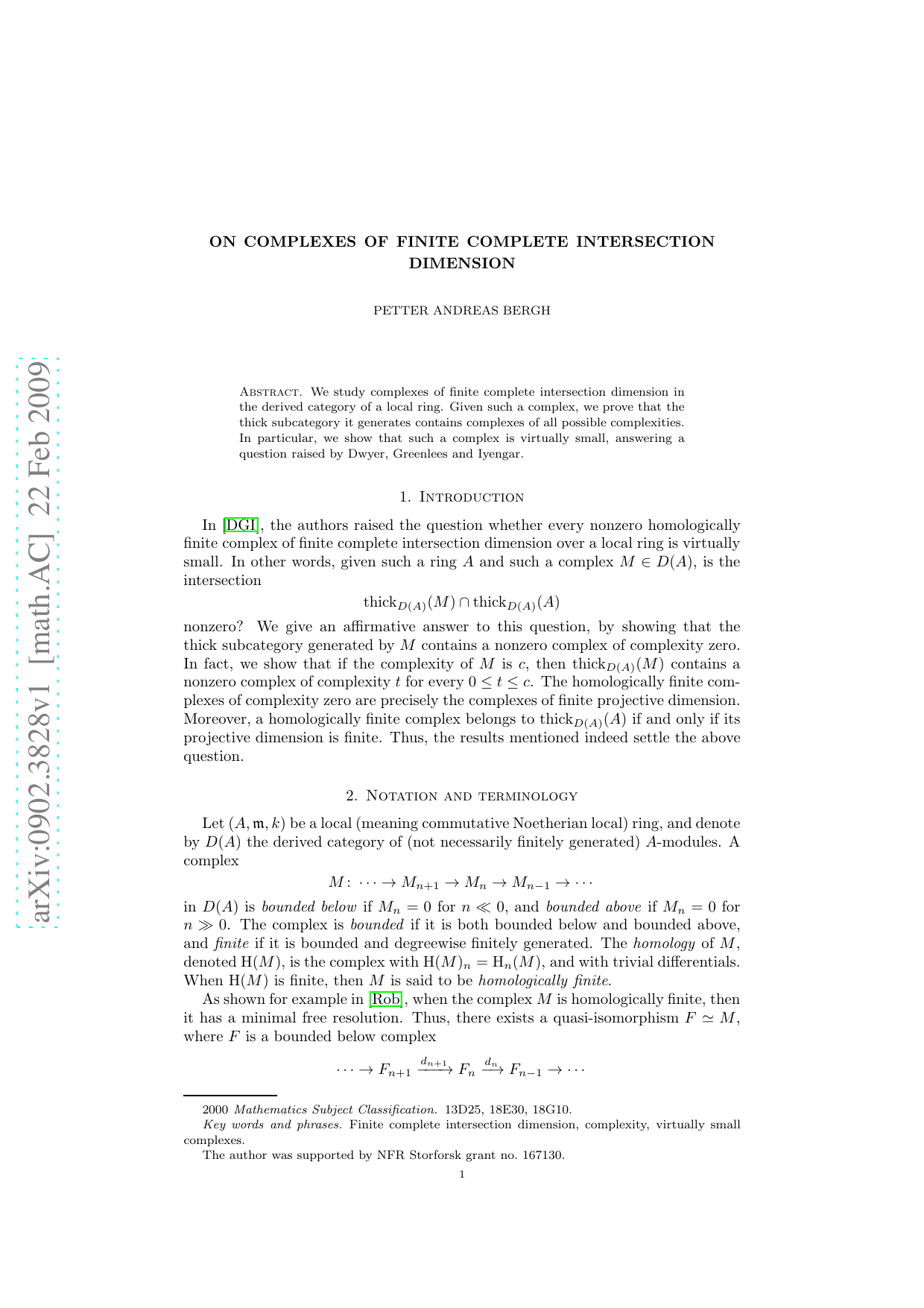 On complexes of finite complete intersection dimension