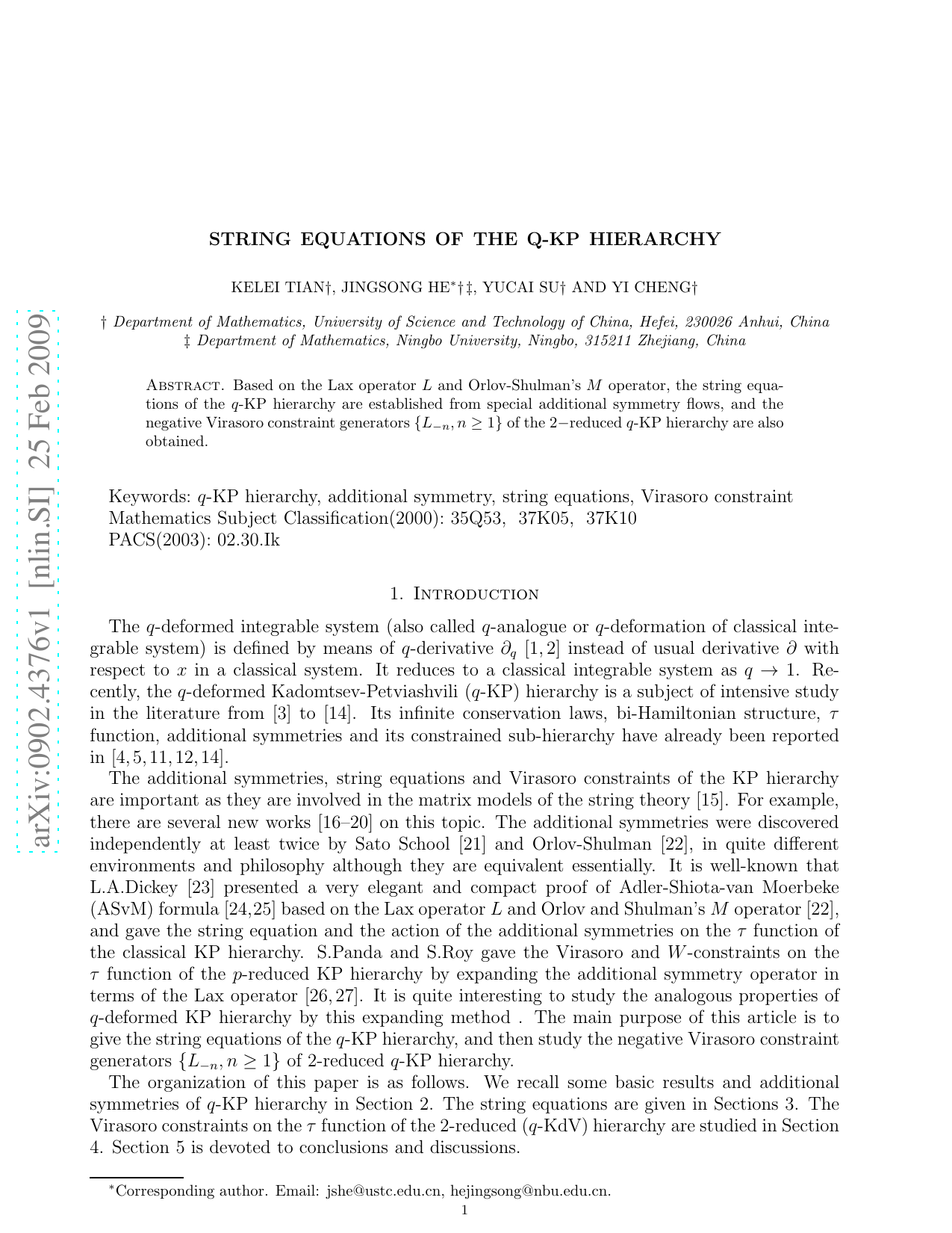 String Equations of the q-KP Hierarchy