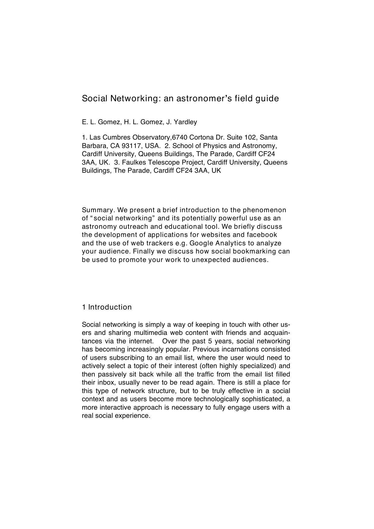 Social Networking: An astronomers field guide