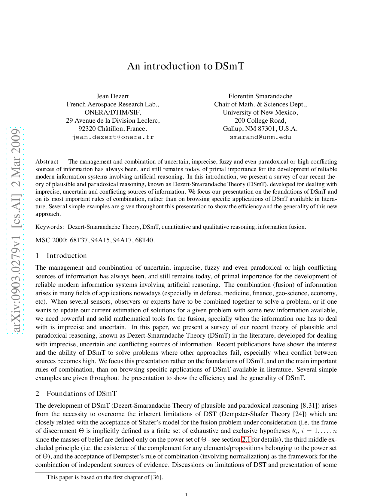 An introduction to DSmT