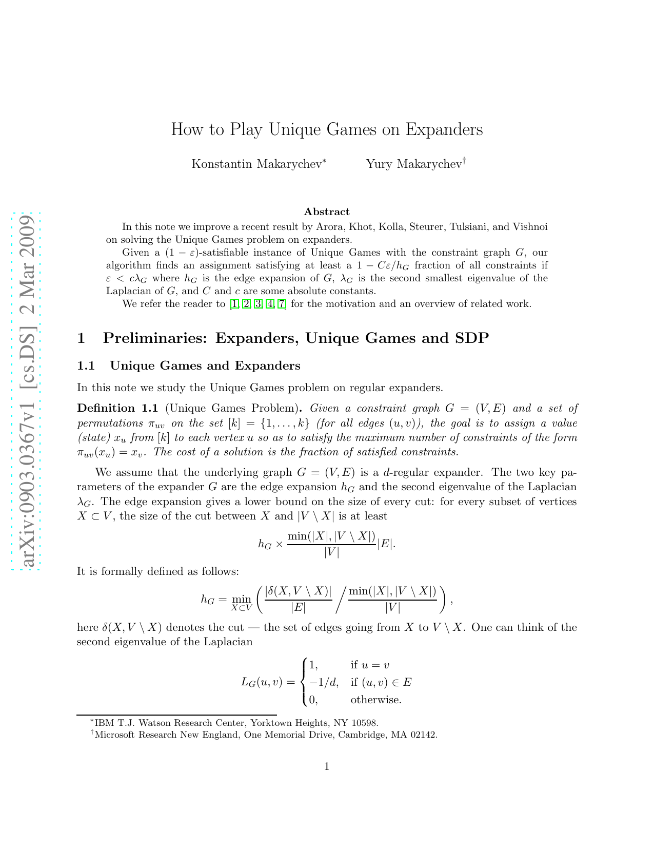 How to Play Unique Games on Expanders