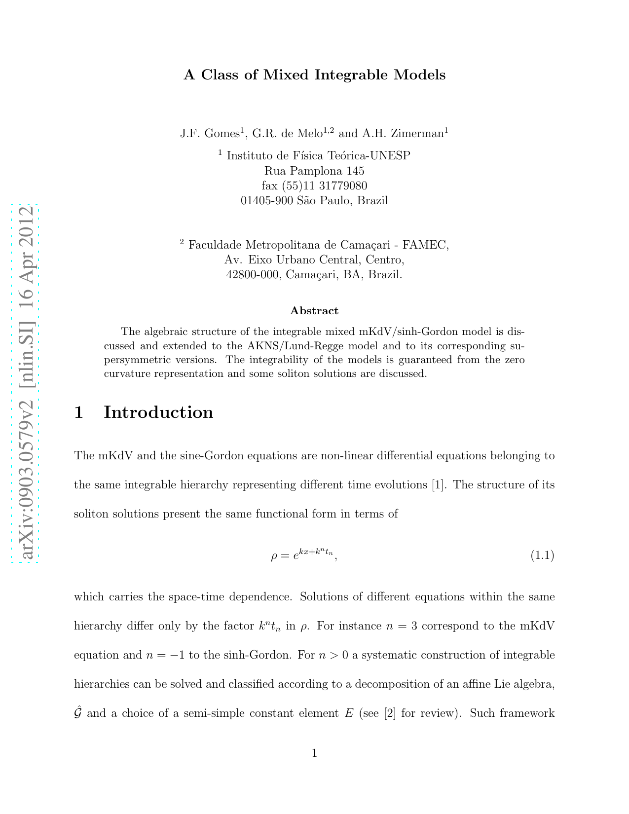 A Class of Mixed Integrable Models